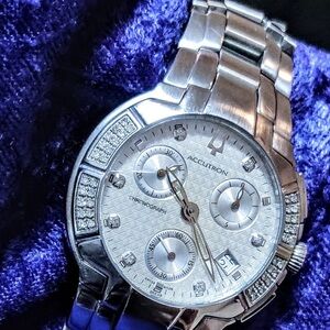 Bulova Accutron 26E05 Diamond Studded Chrono Swiss Made Collectible Men's Watch